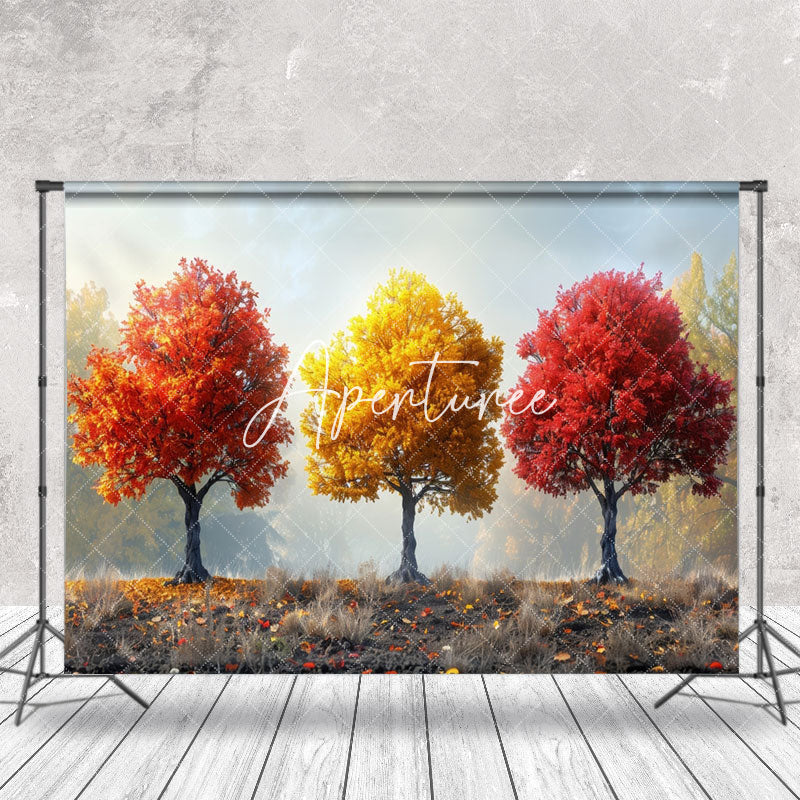 Aperturee - Grassland Maple Trees Autumn Scenery Photo Backdrop