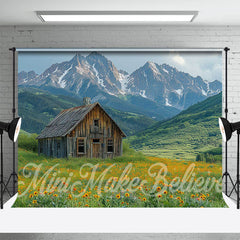 Aperturee - Grassland Mountain Wooden House Spring Photo Backdrop