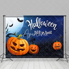 Aperturee - Grave Pumpkin Bat Trick Or Treat Happy Halloween Backdrop