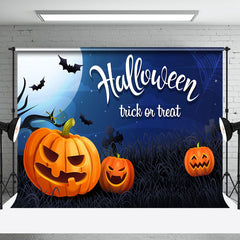 Aperturee - Grave Pumpkin Bat Trick Or Treat Happy Halloween Backdrop