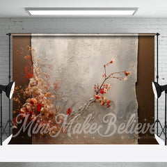 Aperturee - Gray Beige Blossom Petals Branch Retro Wall Backdrop