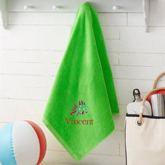 Aperturee - Green All About Me Fun Embroidered Beach Towel