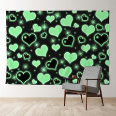 Aperturee - Green And Black Heart Simple Valentine Backdrop