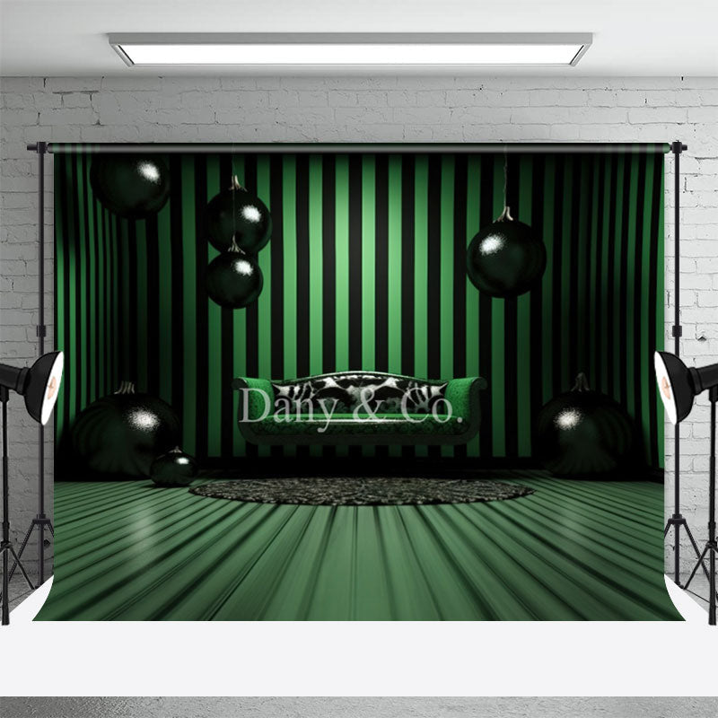 Aperturee - Green And Black Striped Wall Indoor Photo Backdrop