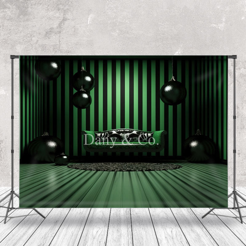 Aperturee - Green And Black Striped Wall Indoor Photo Backdrop