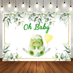 Aperturee - Green And Glitter Turtle Themed Baby Shower Backdrop