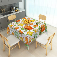 Aperturee - Green And Orange Pumpkin Pattern Square Tablecloth