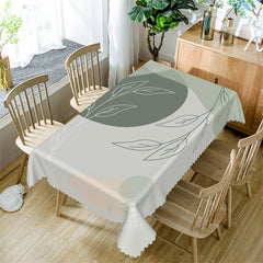 Aperturee - Green Artistic Leaves Pattern Rectangle Tablecloth