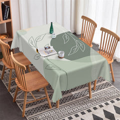 Aperturee - Green Artistic Leaves Pattern Rectangle Tablecloth