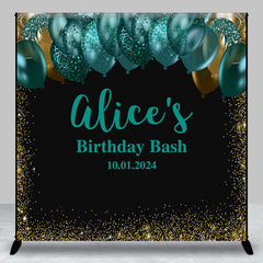 Aperturee - Green Balloon Gold Glitter Custom Birthday Backdrop