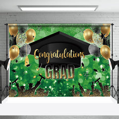 Aperturee - Green Balloons Hat Students Graduation Backdrop