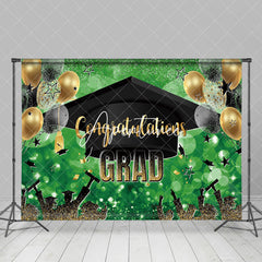 Aperturee - Green Balloons Hat Students Graduation Backdrop