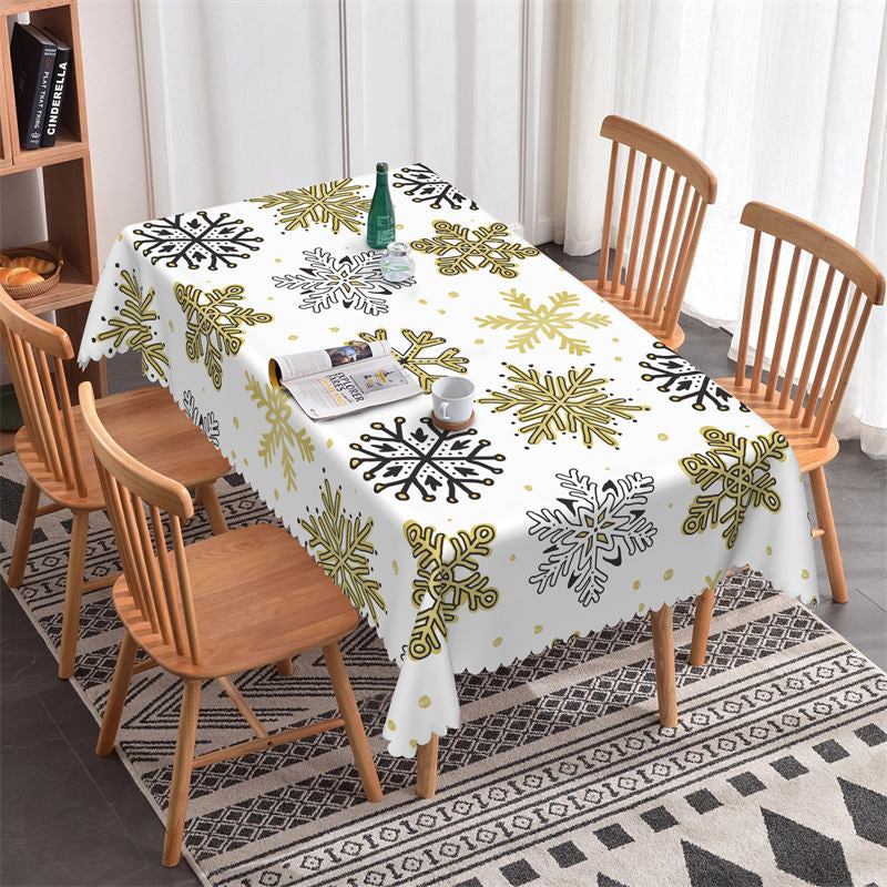 Aperturee - Green Black Snowflake Winter Christmas Tablecloth