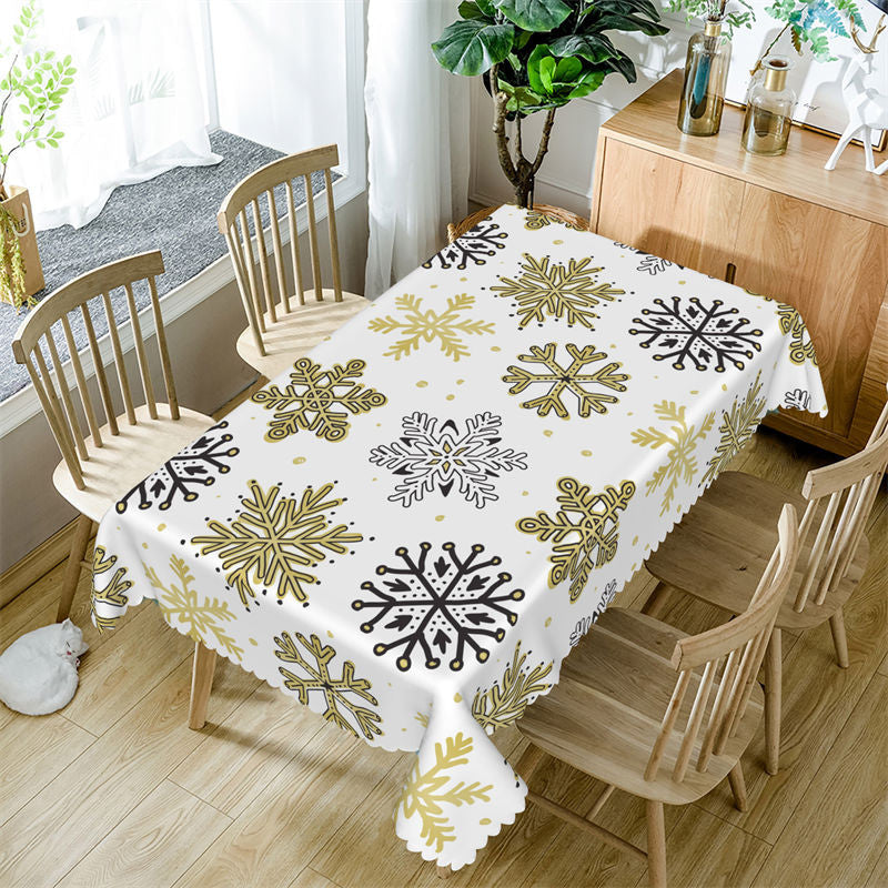 Aperturee - Green Black Snowflake Winter Christmas Tablecloth