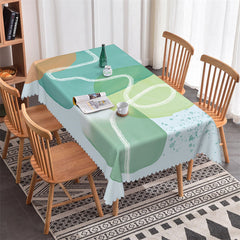 Aperturee - Green Blue Abstract Morden Rectangle Tablecloth