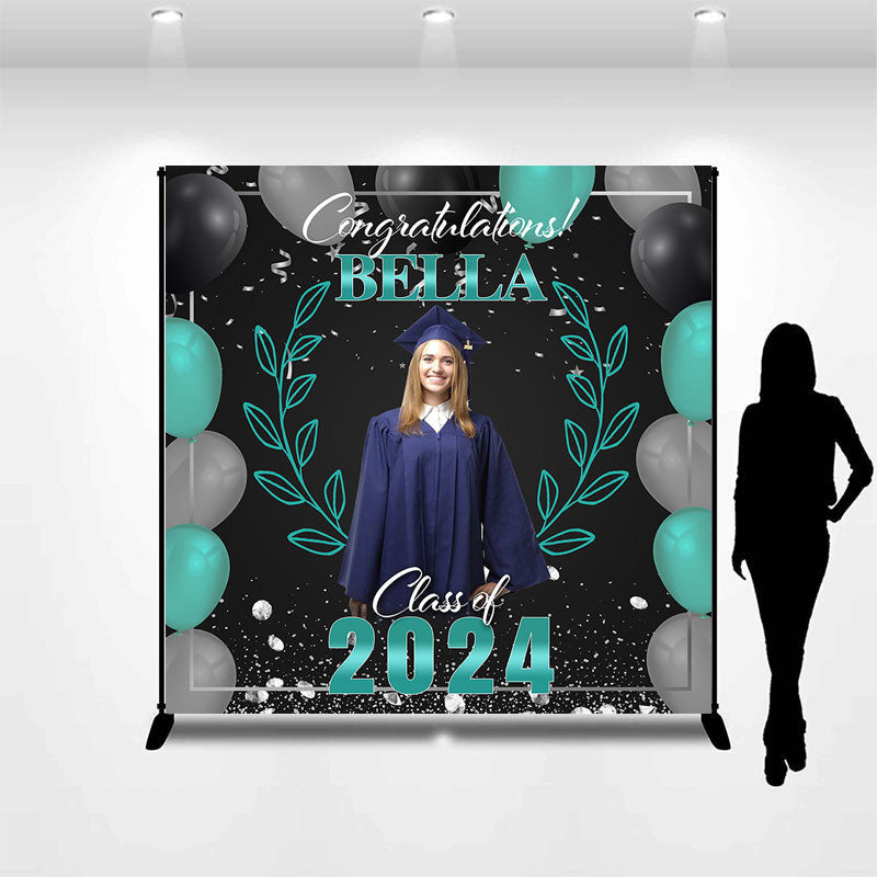 Aperturee - Green Blue Balloon Diamond Custom Graduation Backdrop