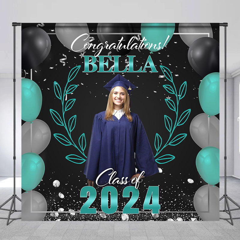 Aperturee - Green Blue Balloon Diamond Custom Graduation Backdrop