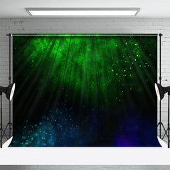 Aperturee - Green Blue Firefly Night Forest Photo Booth Backdrop