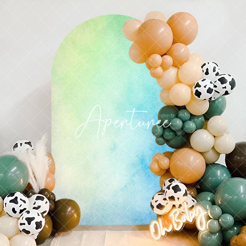 Aperturee - Green Blue Mixed Abstract Birthday Arch Backdrop