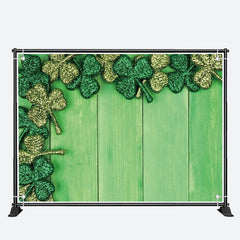 Aperturee - Green Board Knitted Clovers St Patricks Day Backdrop