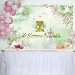 Aperturee - Green Boho Dried Floral Balloons Batpism Backdrop