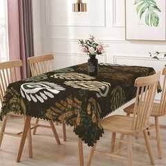 Aperturee - Green Brown Ancient Print Retro Rectangle Tablecloth