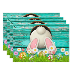 Aperturee - Green Bunny Eggs Wooden Easter Set Of 4 Placemats