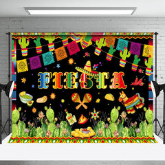 Aperturee - Green Cactus Cultural Flag Mexican Fiesta Backdrop