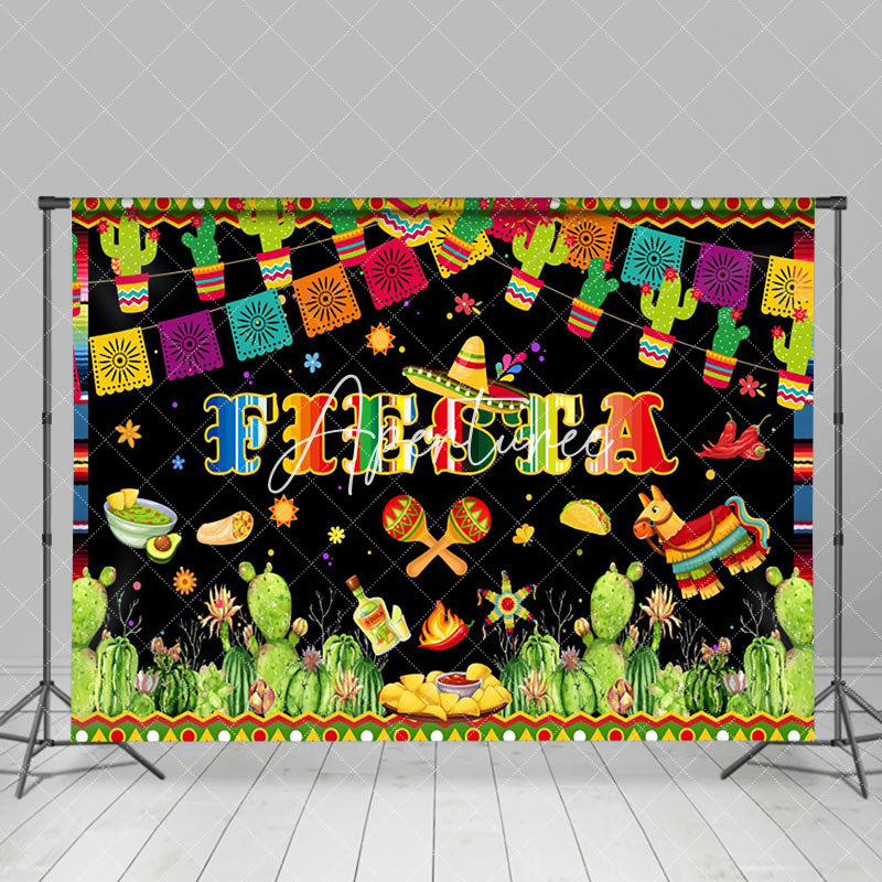 Aperturee - Green Cactus Cultural Flag Mexican Fiesta Backdrop