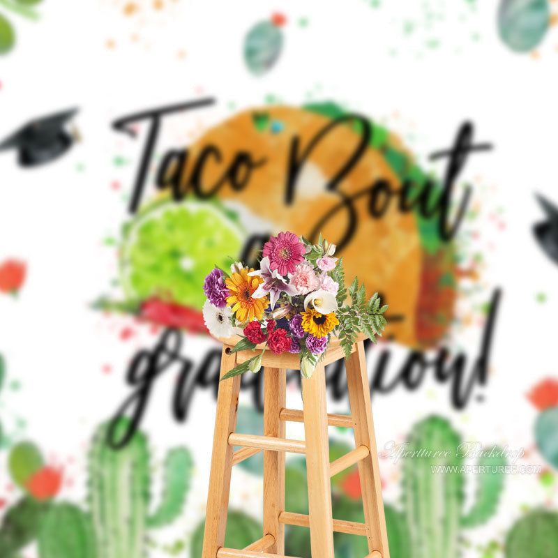 Aperturee - Green Cactus Taco Boat A Graduation Photo Backdrop