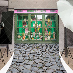 Aperturee - Green Candy Shop Honeydukes Stone Floor Sweep Backdrop