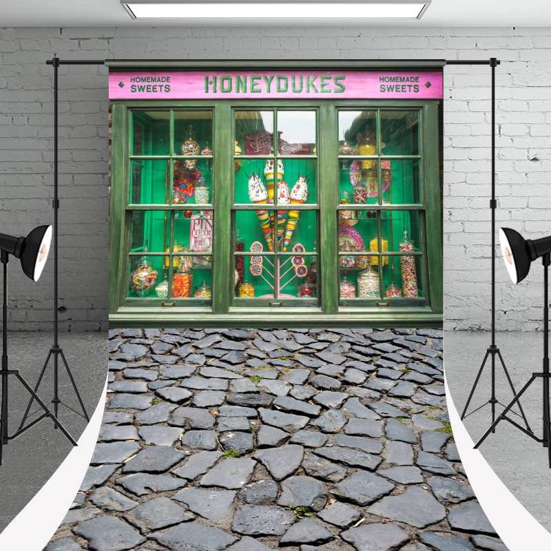 Aperturee - Green Candy Shop Honeydukes Stone Floor Sweep Backdrop