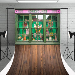 Aperturee - Green Candy Shop Honeydukes Wood Floor Sweep Backdrop