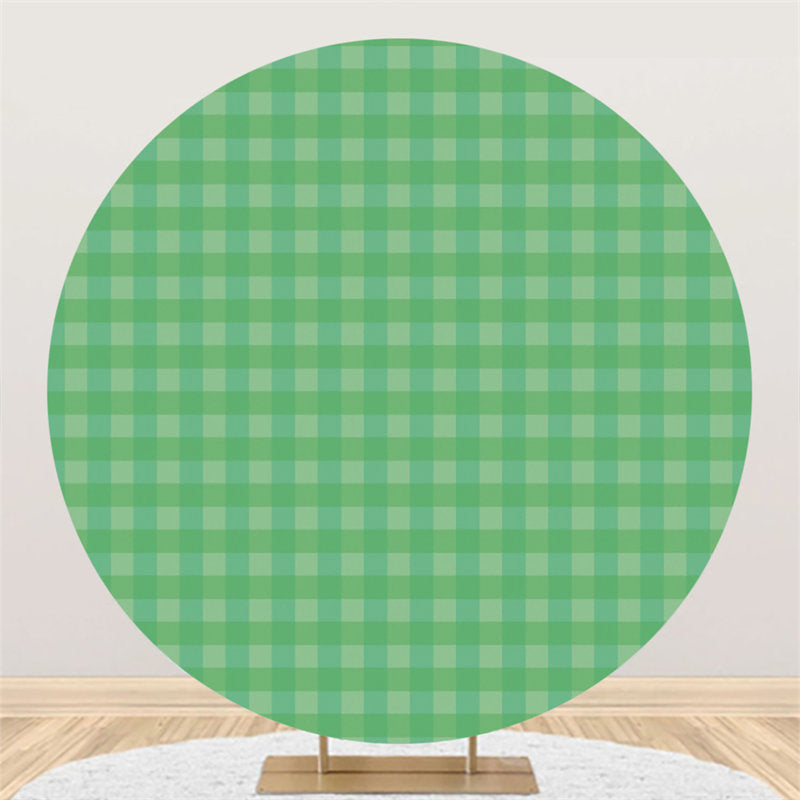 Aperturee Green Checkered Pattern Round Birthday Party Backdrop