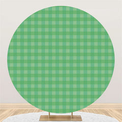 Aperturee Green Checkered Pattern Round Birthday Party Backdrop