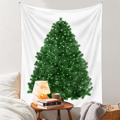 Aperturee - Green Christmas Tree White Glitter Wall Tapestry