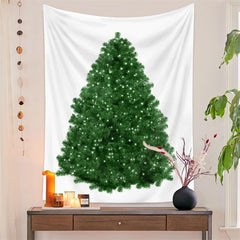 Aperturee - Green Christmas Tree White Glitter Wall Tapestry