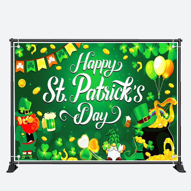 Aperturee - Green Clover Gold Coins St Patricks Day Backdrop