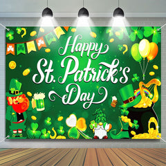 Aperturee - Green Clover Gold Coins St Patricks Day Backdrop