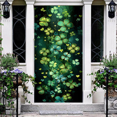 Aperturee - Green Clover Vine Little Hearts Spring Door Cover