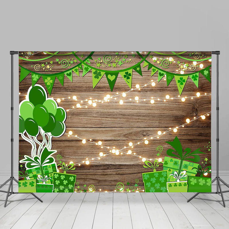 Aperturee - Green Clovers Wooden Wall St Patricks Day Backdrop