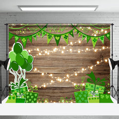 Aperturee - Green Clovers Wooden Wall St Patricks Day Backdrop