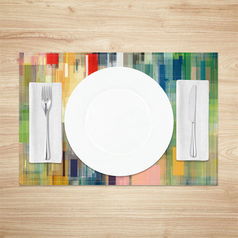 Aperturee - Green Colors Abstract Oil Paint Set Of 4 Placemats