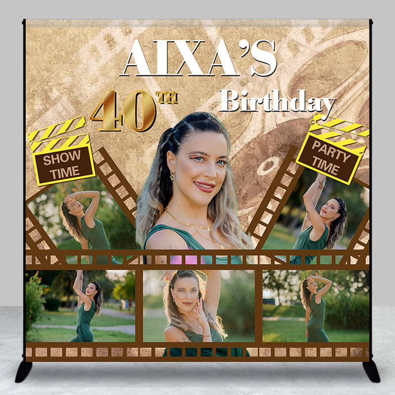 Aperturee - Green Custom Photo Film 40th Birthday Backdrop for Women