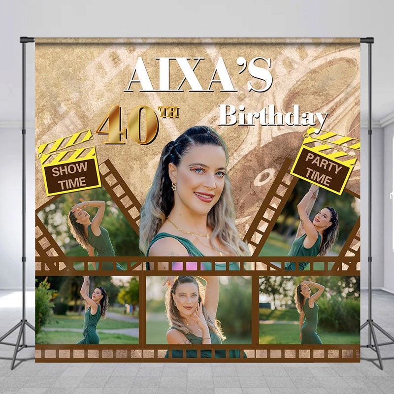 Aperturee - Green Custom Photo Film 40th Birthday Backdrop for Women