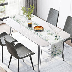 Aperturee - Green Cyan Leaves Faded Simple Dining Table Runner