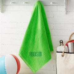 Aperturee - Green Embroidered Artistic Font Name Beach Towel