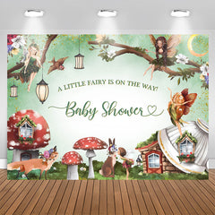 Aperturee - Green Fairy Mushroom House Wild Baby Shower Backdrop