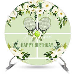 Aperturee - Green Floral Spring Tennis Round Birthday Backdrop