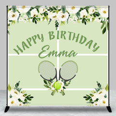 Aperturee - Green Floral Tennis Sport Custom Birthday Backdrop